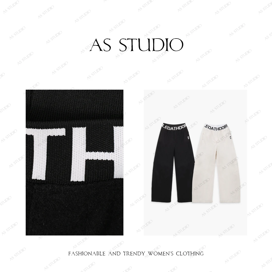 【AS逐风】24新高克重撞色字母松紧腰头加绒休闲裤AS24DKU1129