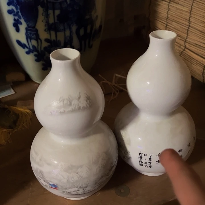 陶瓷葫芦瓶白色一对