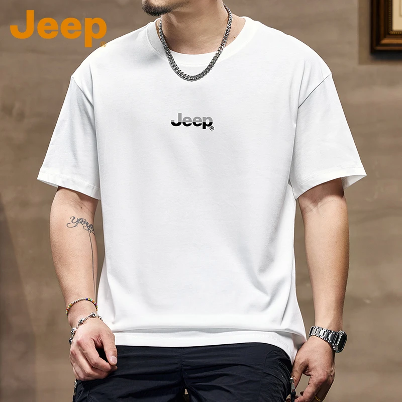 JEEP吉普白色短袖t恤男2025新款夏季薄款潮流青年凉感休闲半袖衫