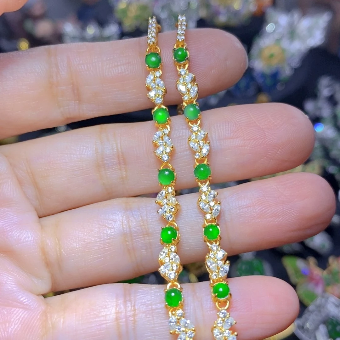 翡翠银S925镶嵌套链天然翡翠