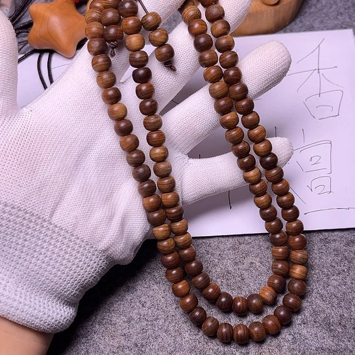 檀香木手串/手链老山檀香黑肉满纹7/8/108老型珠沉水
