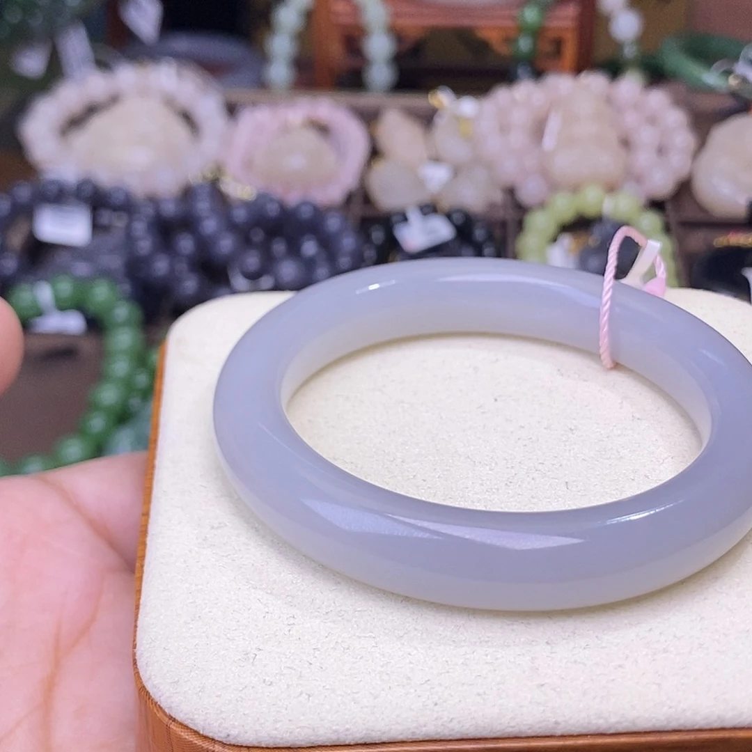 手链未镶嵌和田玉烟紫老矿料收藏手镯56