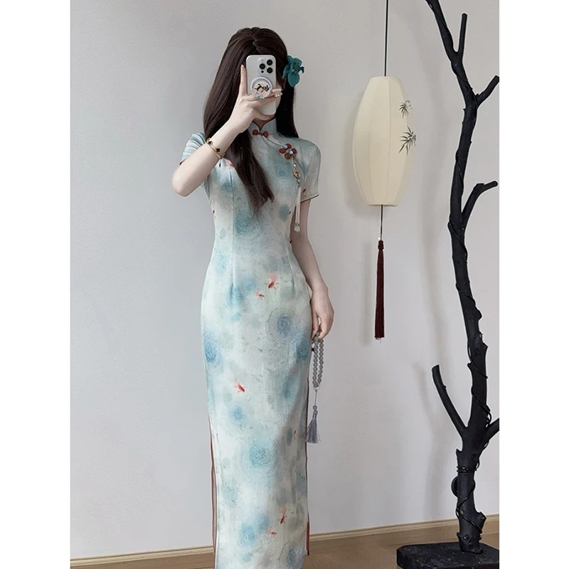 新中式复古国风改良旗袍连衣裙日常少女年轻款修身显瘦气质9813