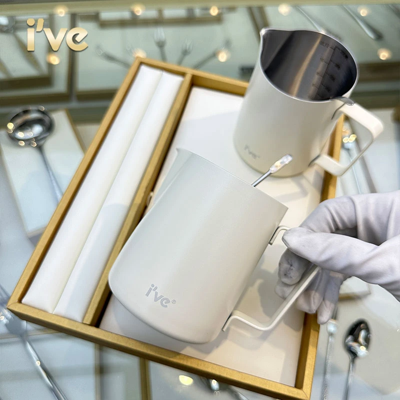 德国ive304不锈钢尖嘴咖啡拉花杯家用大肚奶泡壶花式打奶泡杯奶缸