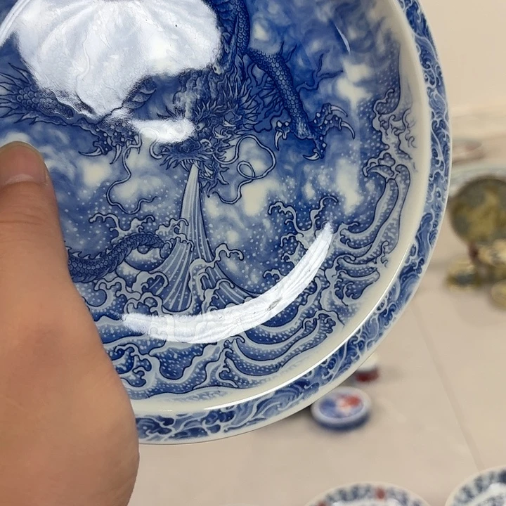瓷片墨龙吸水大胡乘景德镇