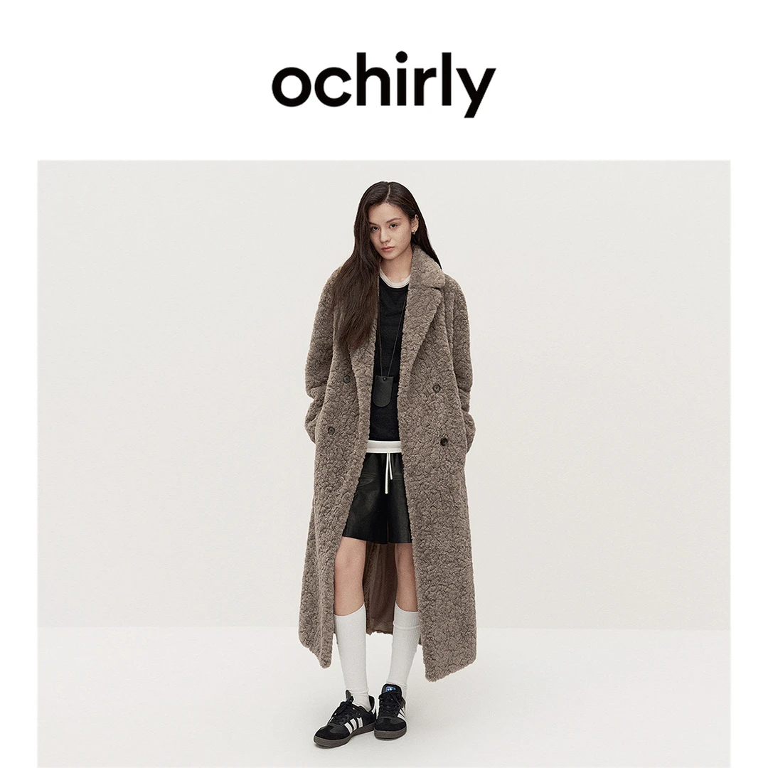 #毛毛外套ochirly绒感环保皮草外套女长款袍式大衣腰带秋冬新品