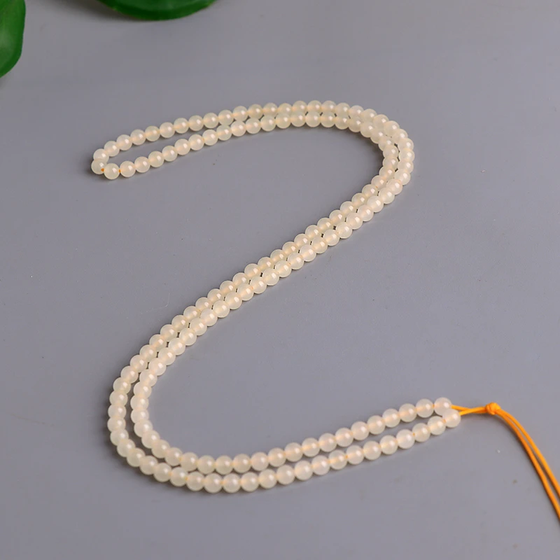 天然新疆和田玉蜂蜜水小米珠项链4mm多圈手链锁骨链保真玉石挂绳