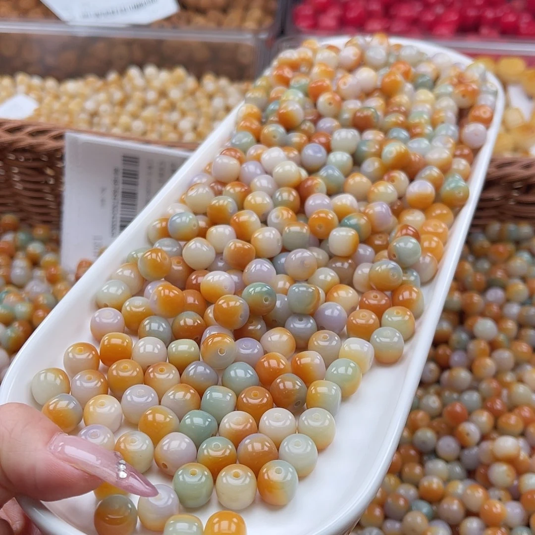 白玉菩提吊坠c10mm/100+10颗三彩