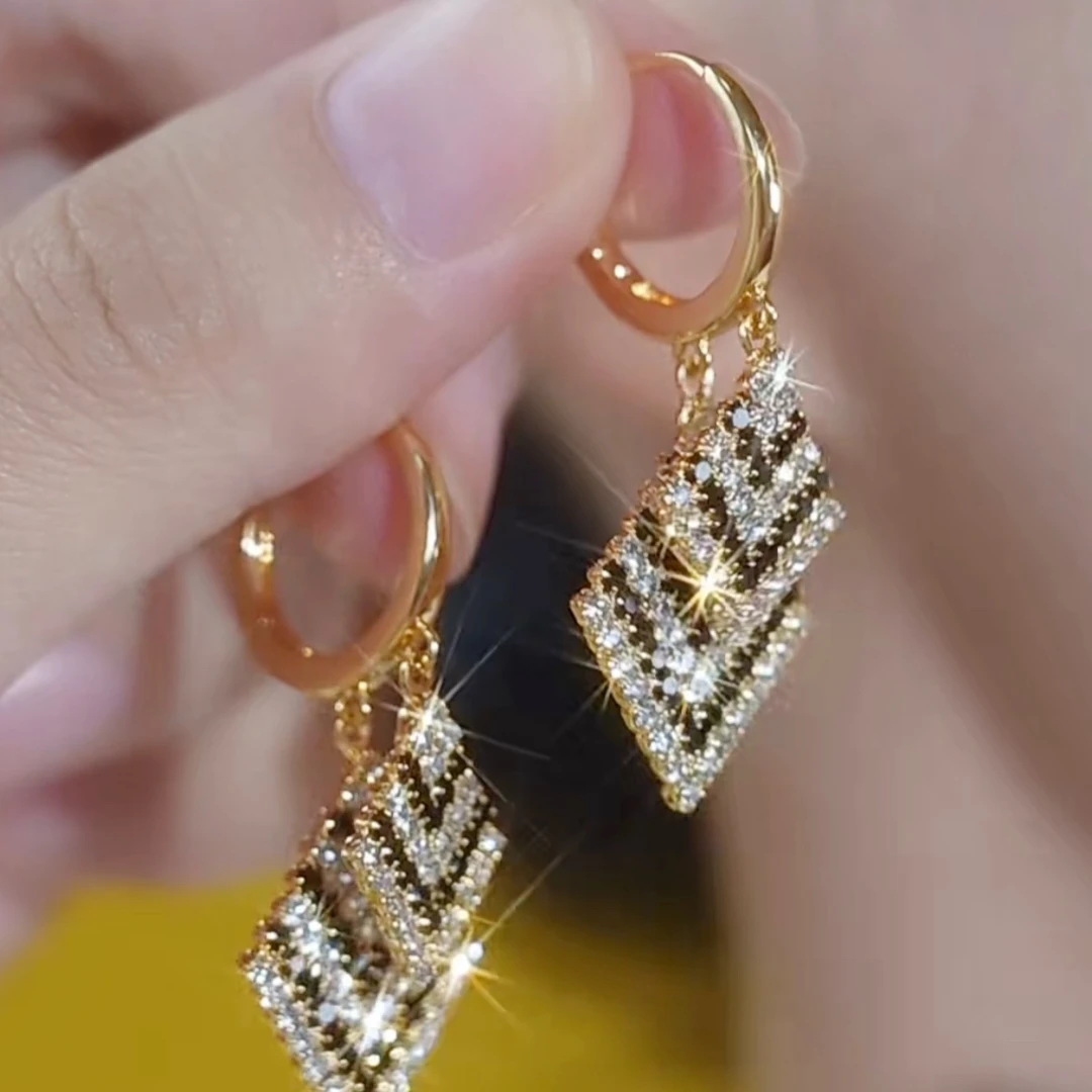 【双生恋】 时尚千鸟格气质百搭时尚高级感女士耳饰