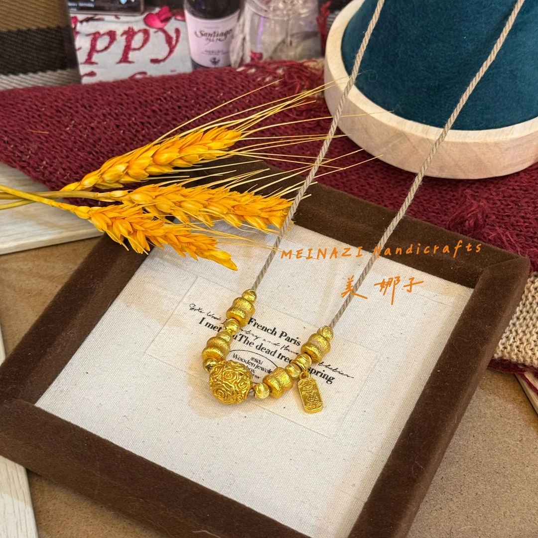 予禧/新款玫瑰花转运珠福牌手工编织绳