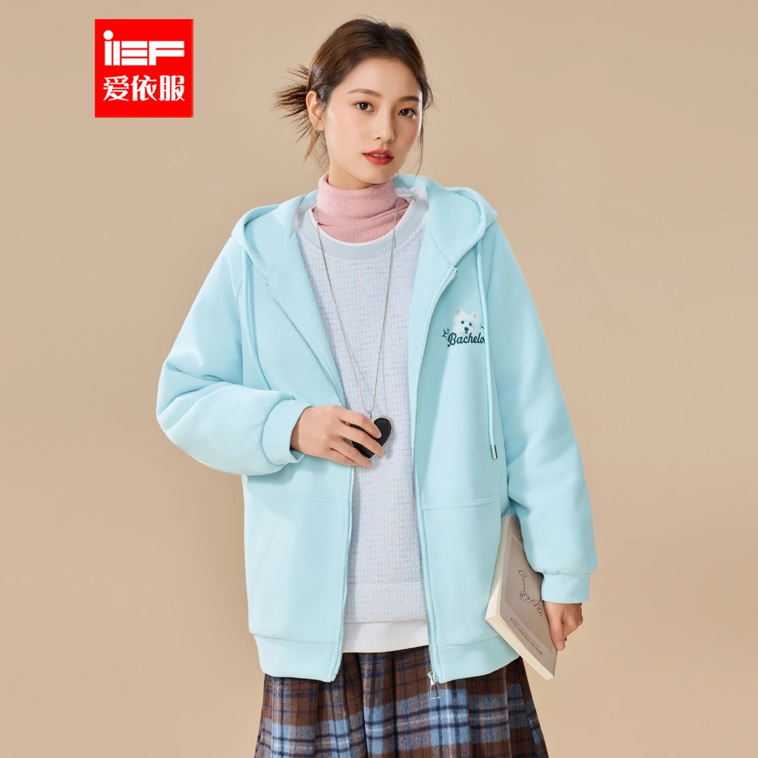 IEF/爱依服2025新款冬季美式加绒宽松慵懒风休闲减龄时尚外套