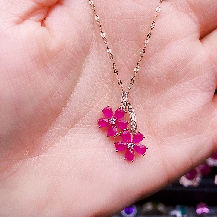 颈饰红宝石银S925镶嵌