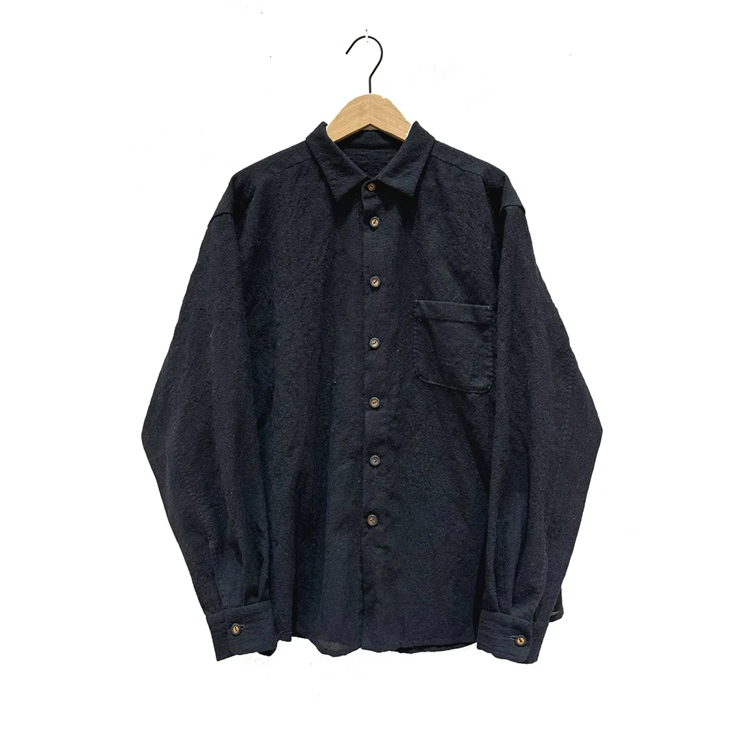 左岸迷香 Z25FW9004 布衣分享羊毛混纺衬衫 原创复古衬衣男女同款