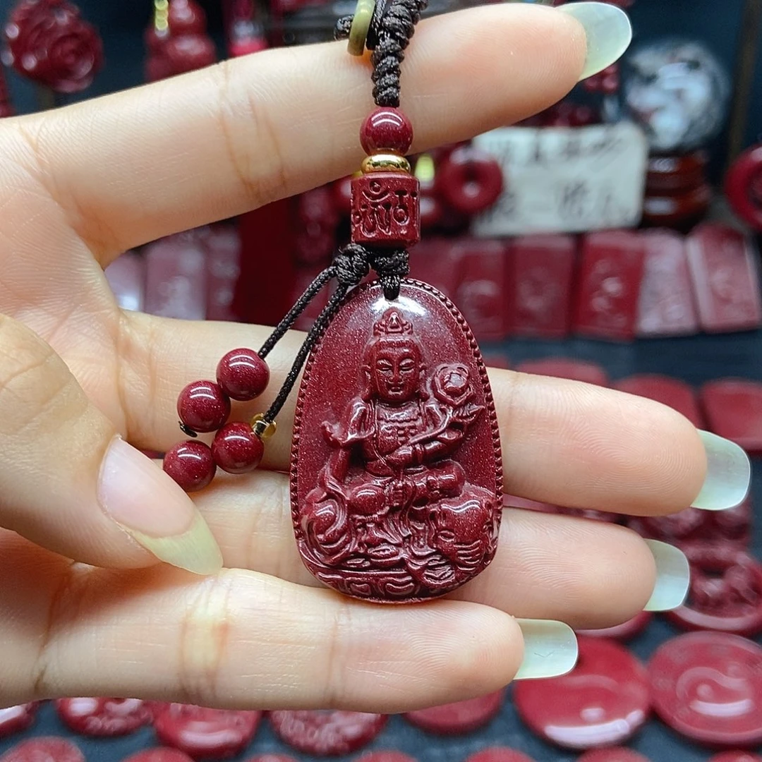 天然辰砂小号椭圆大日如来编成腰卦