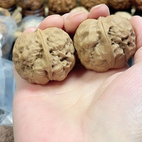 文玩核桃把件@*淡金蟾舍利带彩40