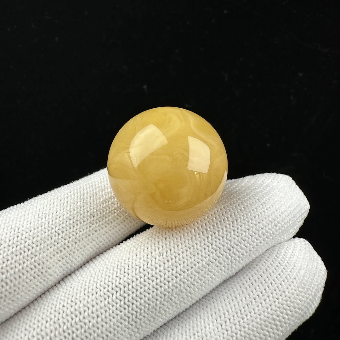 R2084【瑕疵 有坑】天然原矿蜜蜡 鸡油黄 单珠 26mm
