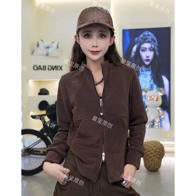 【原版！清！！】设计感时尚立领拉链卫衣外套女2025秋冬新款百搭