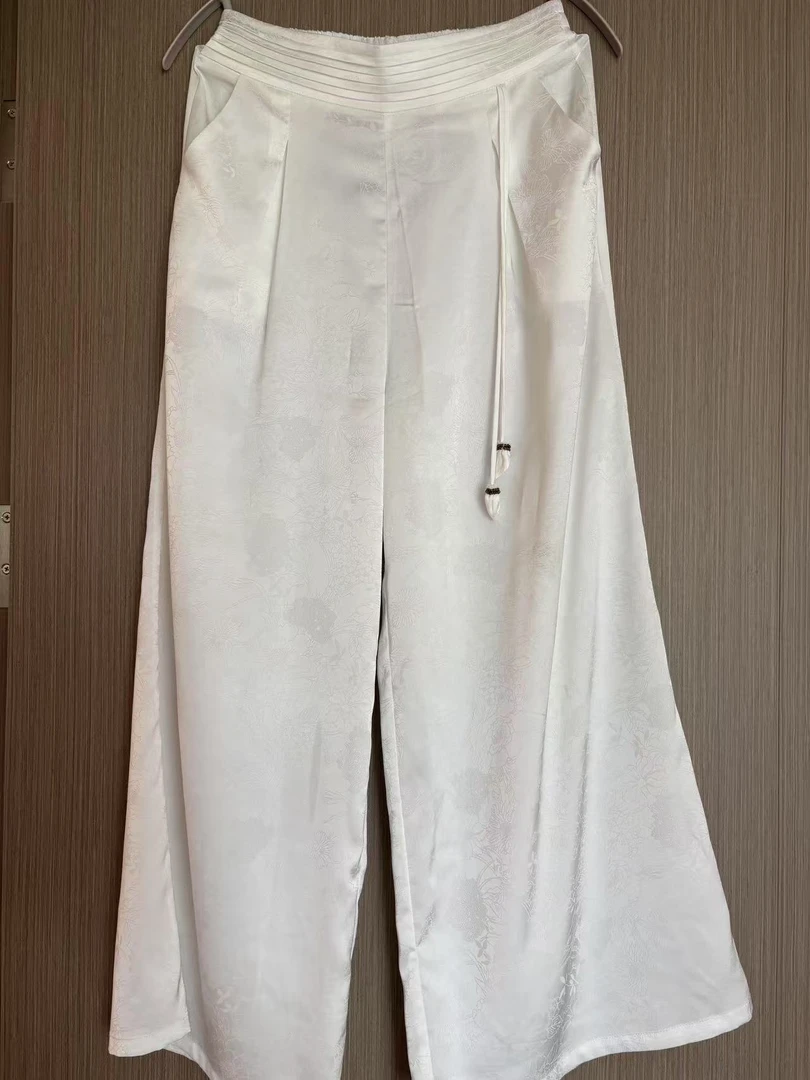 (花晨月夕)交织花罗长裤阔腿裤