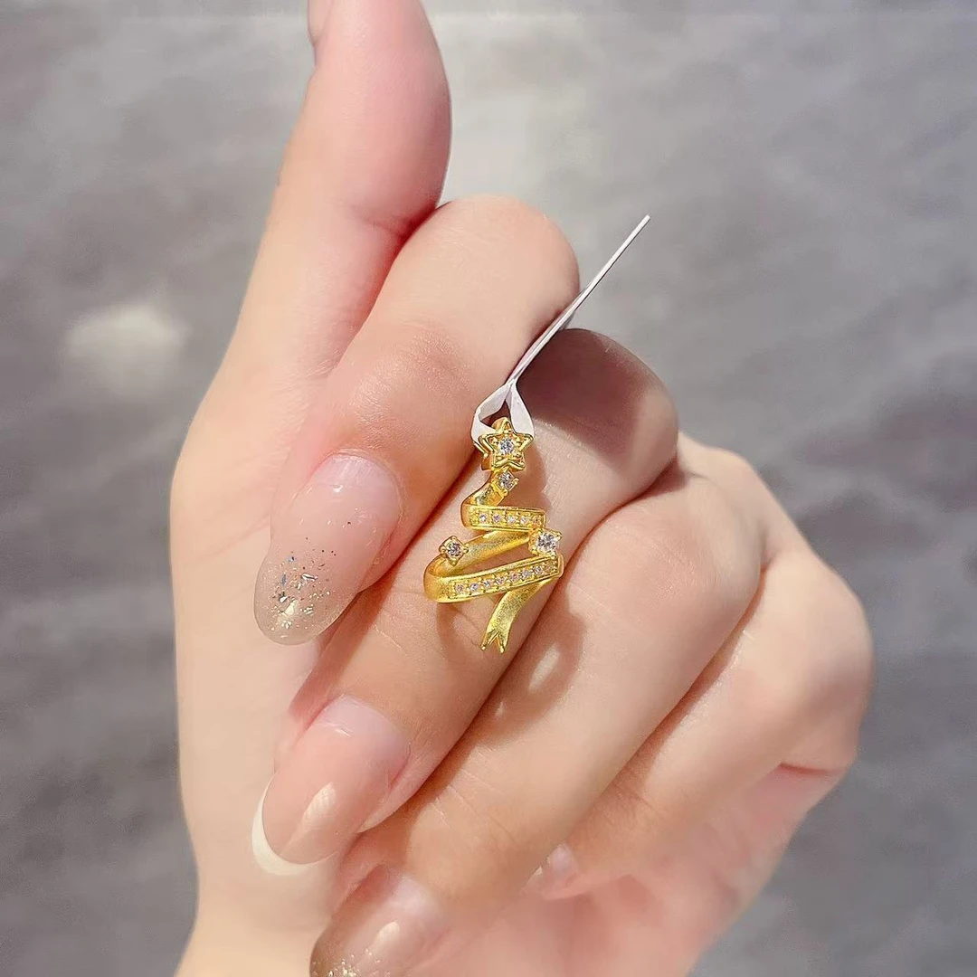 足金999 黄金首饰 5D镶嵌莫桑170吊坠（赠绳子）