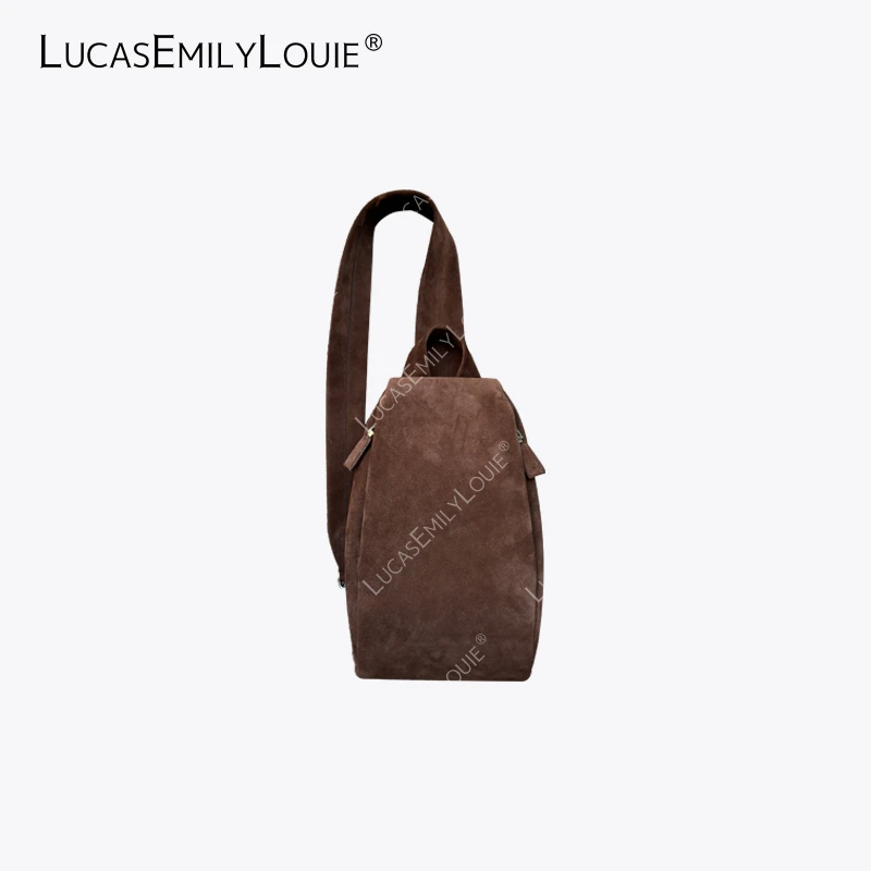 LUCASEMILYLOUIE 欢姐0220通勤绒面小牛皮斜挎单肩背包250034