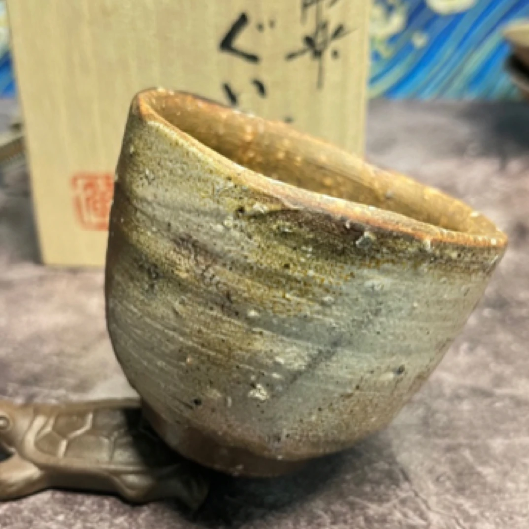 备前烧主人杯～铃木黄弋～130ml～窑变火彩石爆