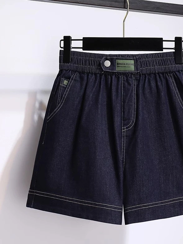 牛仔短裤女夏季宽松休闲2025新款韩版百搭松紧高腰显瘦a字阔腿裤