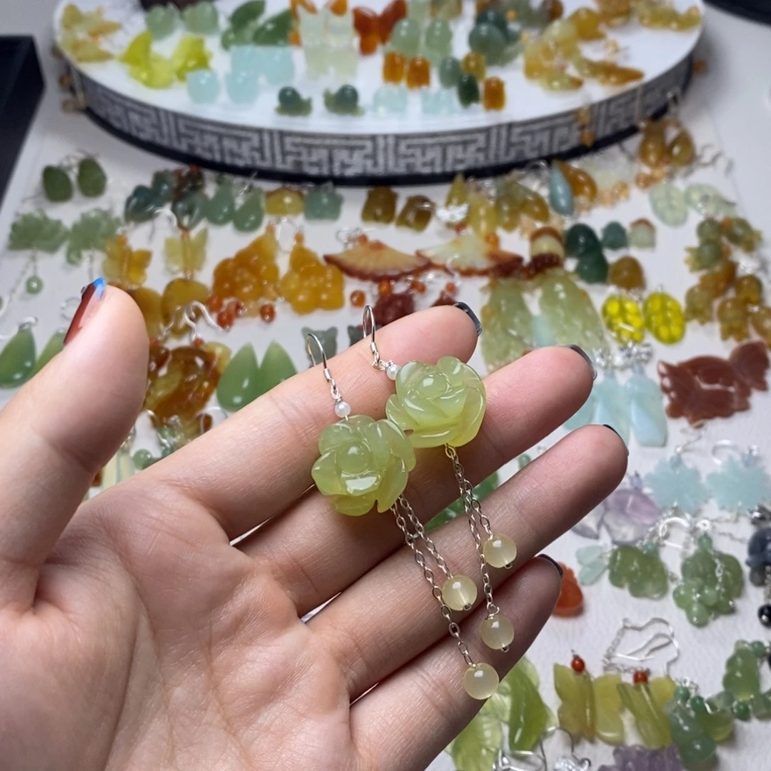 蛇纹石玉合金耳饰/颈饰