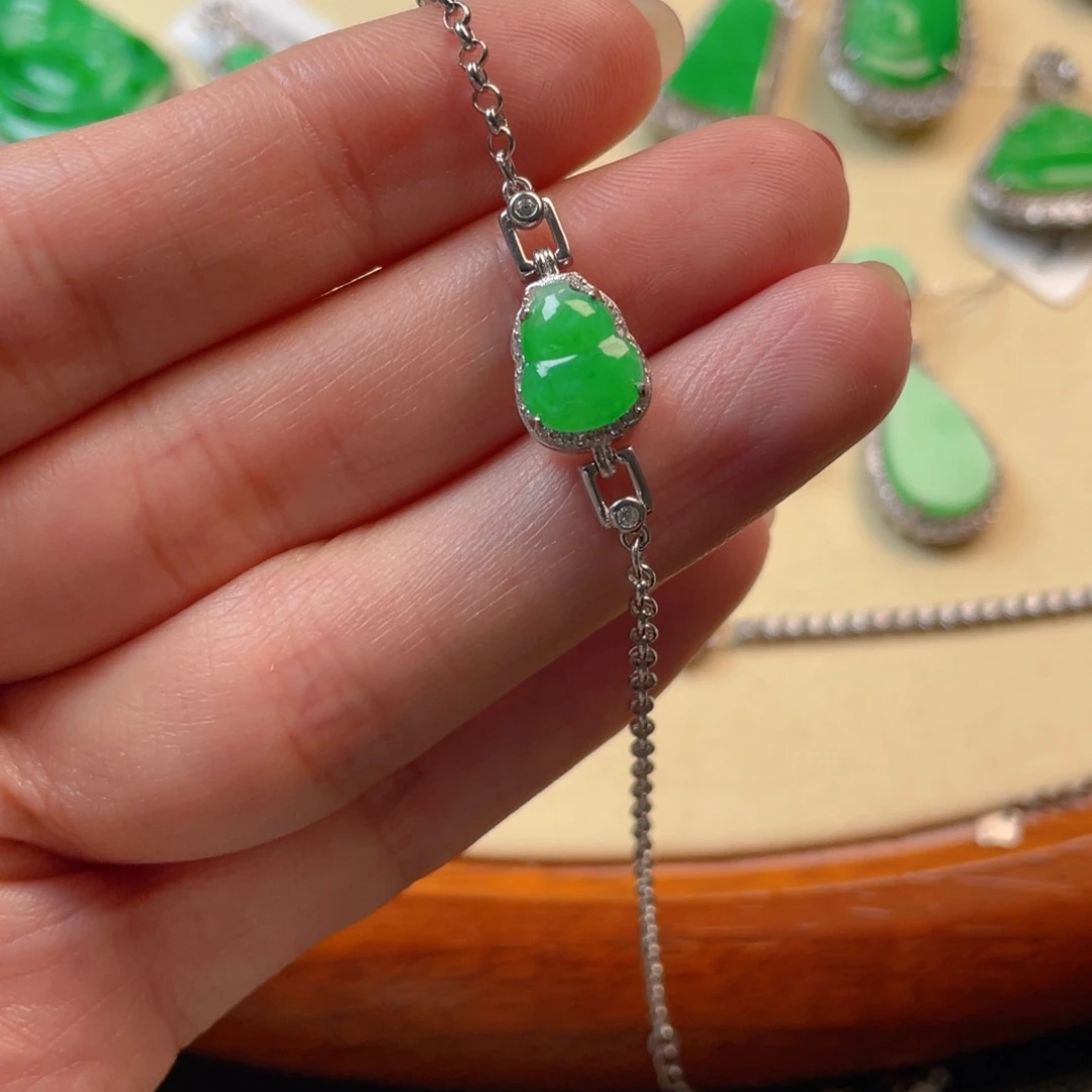 翡翠吊坠(不含链)银S925镶嵌手链