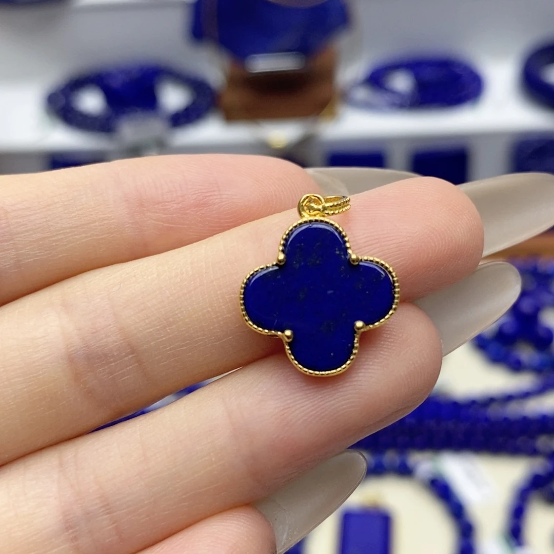 青金石银S925镀金镶嵌颈饰