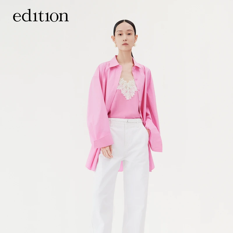 【商场同款】edition玫粉色时尚休闲拼接蕾丝吊带女装#EBC1VET003