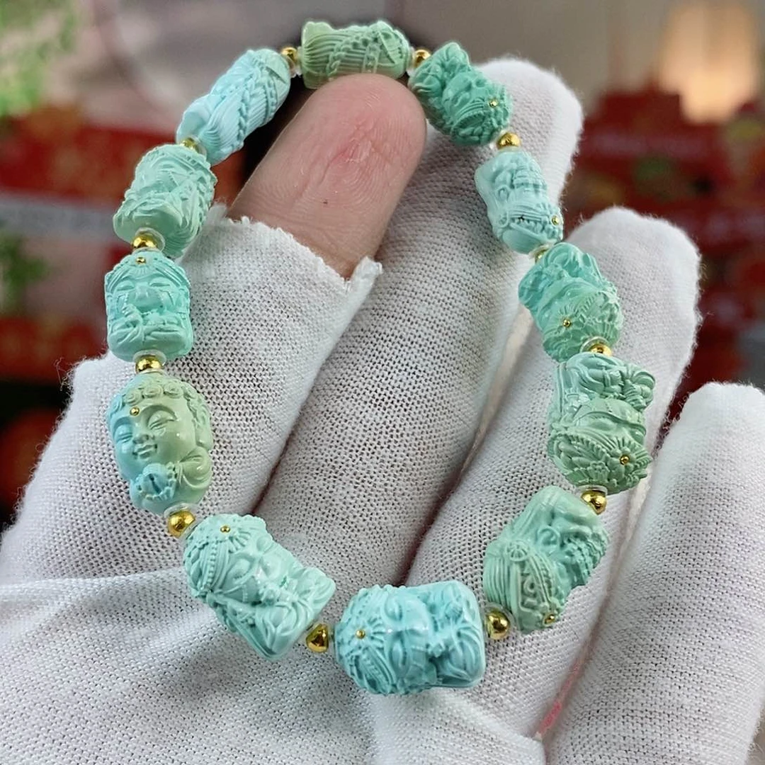 绿松石珠宝奇石18K金镶嵌