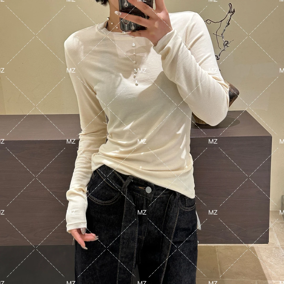 百搭纯色鱼骨线打底内搭体恤A708