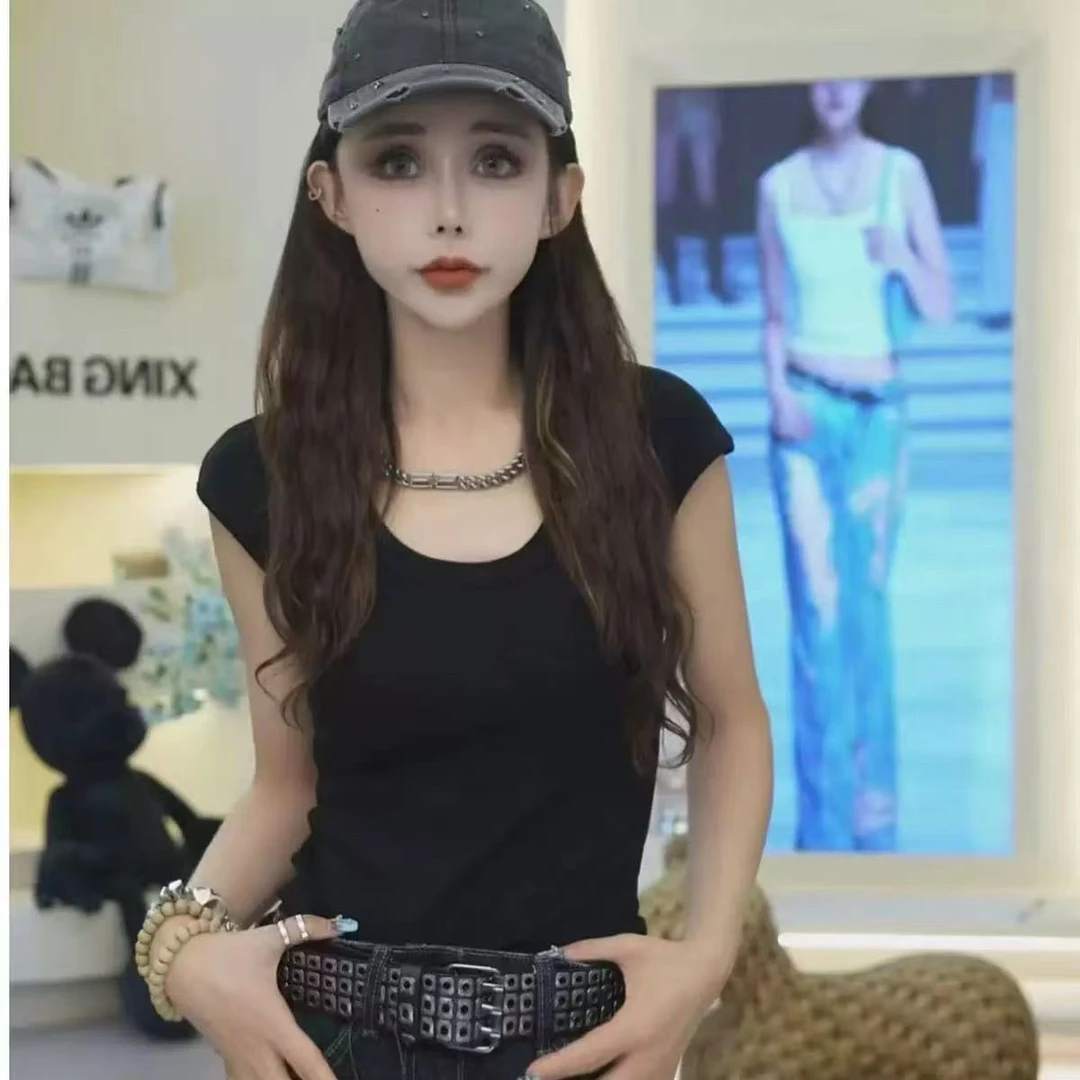 【婷婷家】小个子早秋包肩袖U领修身T恤#6045