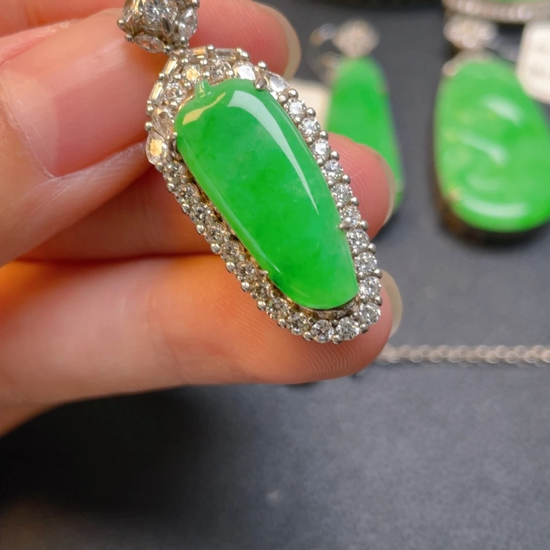 翡翠银S925镶嵌吊坠(不含链)