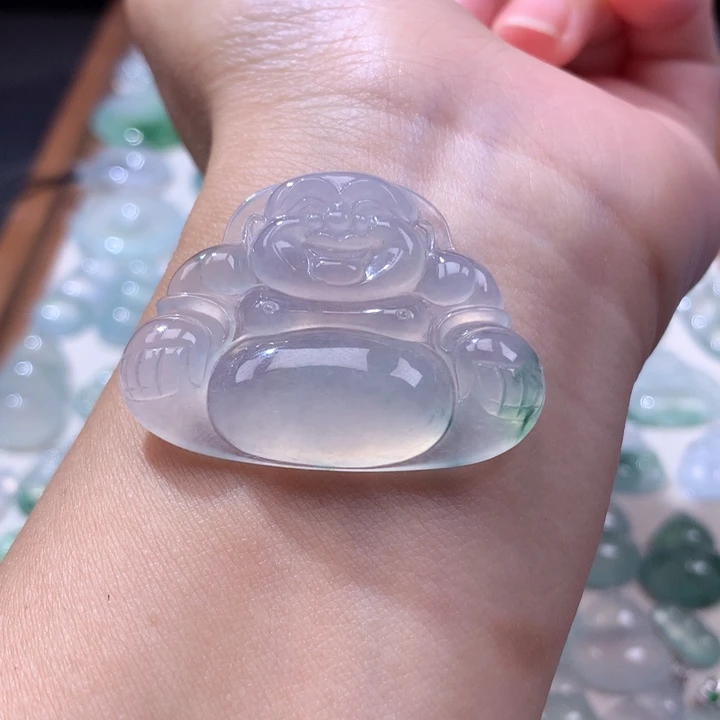 颈饰未镶嵌翡翠冰种飘花大佛公