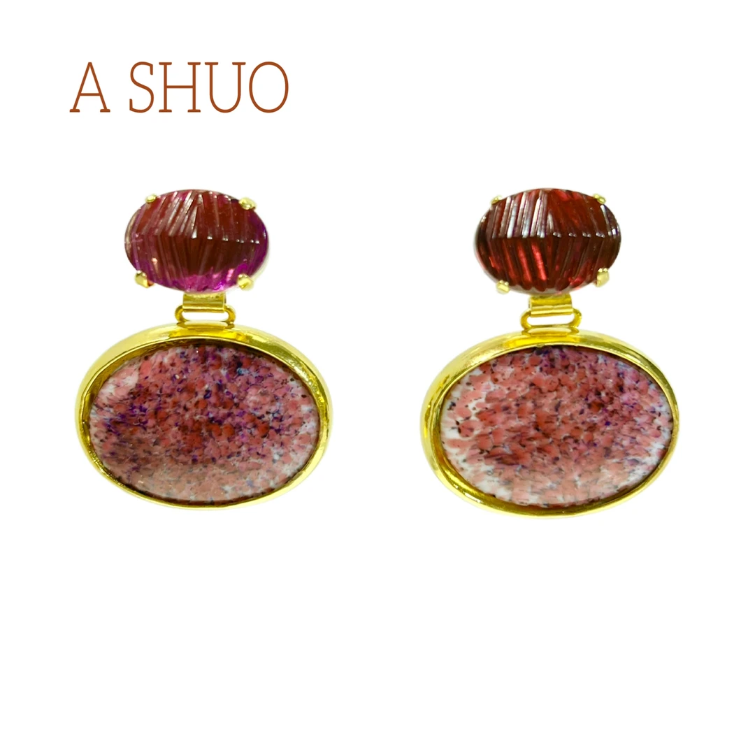 铜合金耳饰 阿烁中古MG瓜棱红