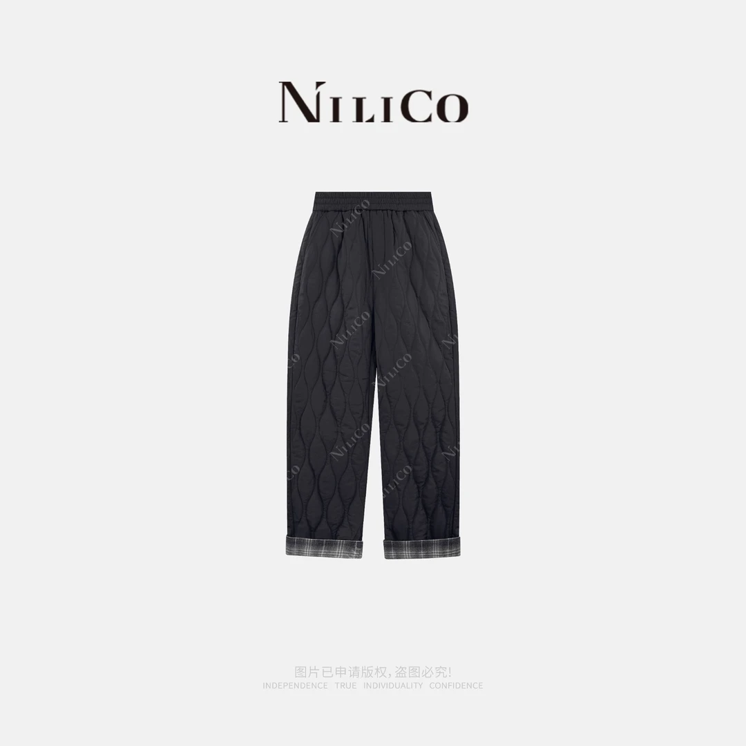 NILICO【零压力】加厚百搭宽松显瘦撞色保暖休闲棉裤