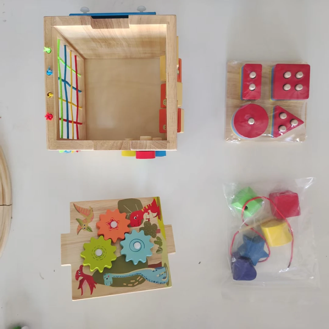 多功能绕珠百宝箱婴早教益智玩具农场游戏盒六面体