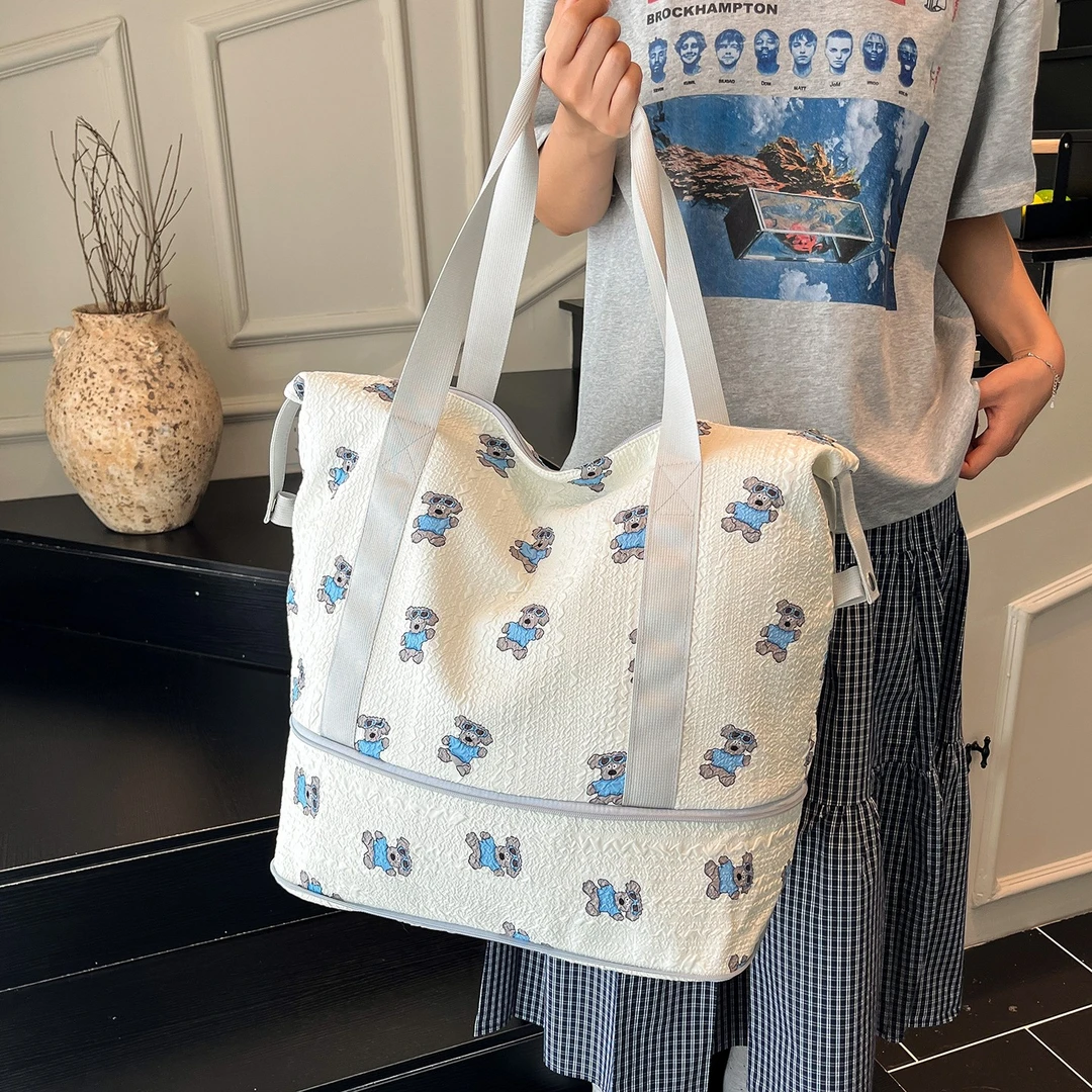 帆布包女大容量休闲2025新款单肩出差行李包运动健身包短途旅行包