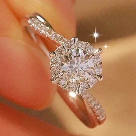 定制18K金镶嵌50分钻石女戒国检，D一E，VVS，50分