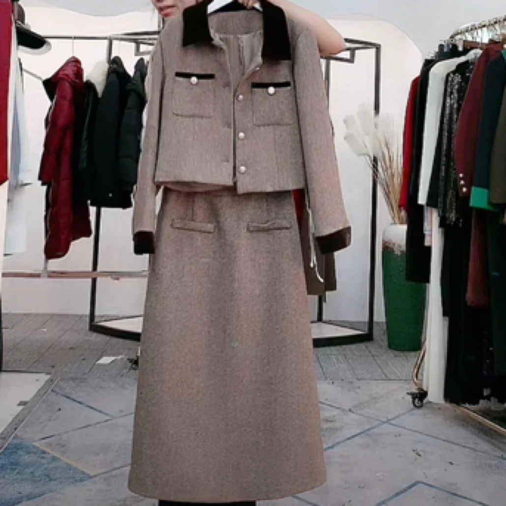 小香风套装名媛气质赫本风外套半身裙两件套