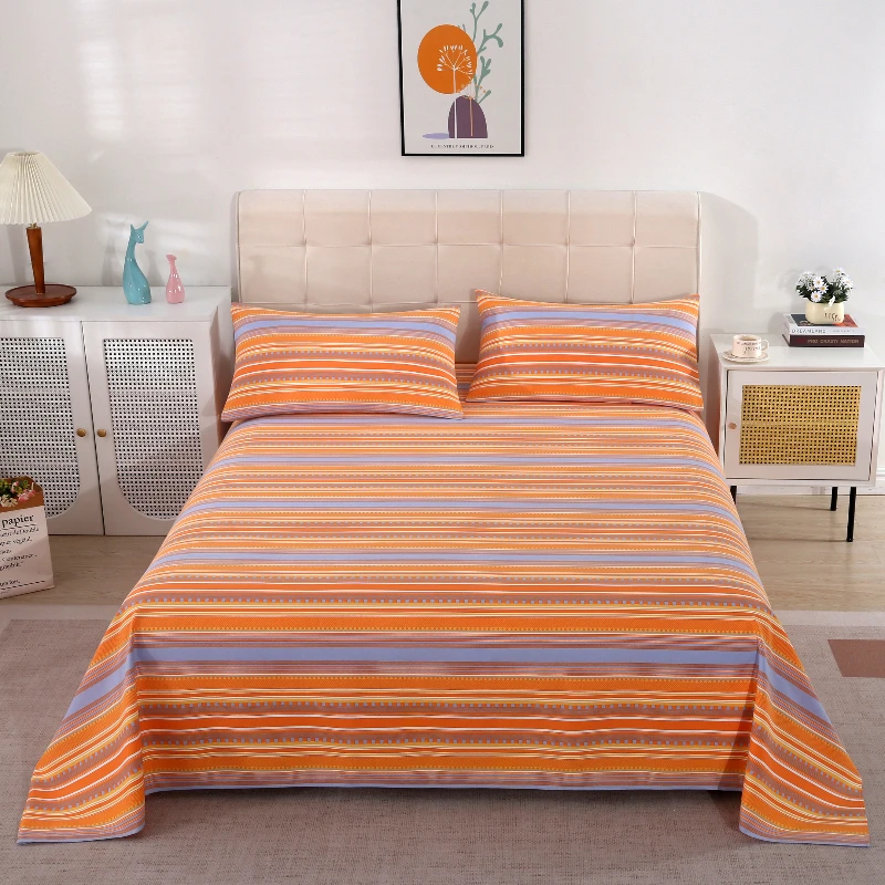 四季布原棉细纱老粗布床单三件套透气软席床上用品凉席床单枕套