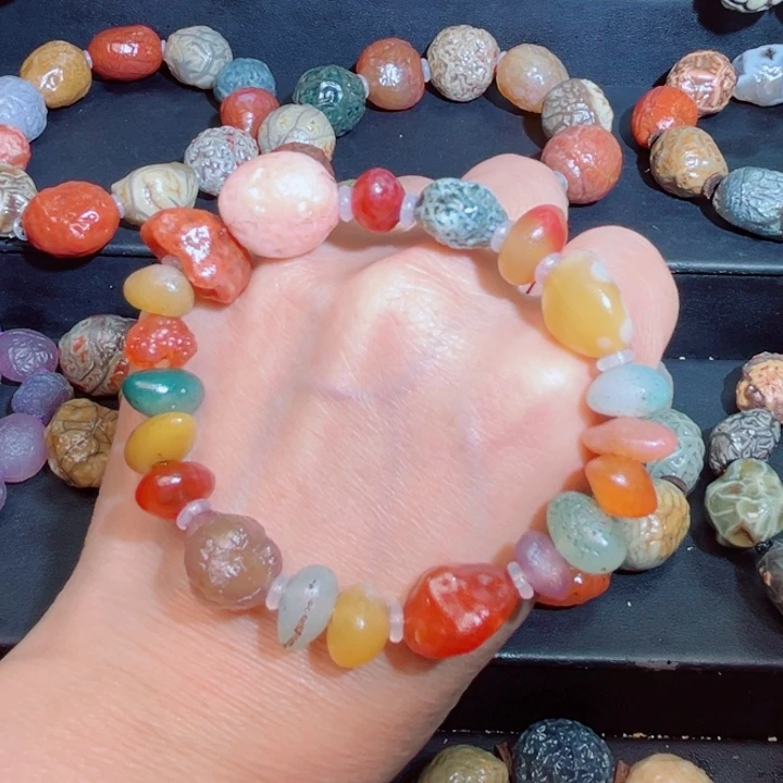 玛瑙/玉髓手链银S925镀金镶嵌