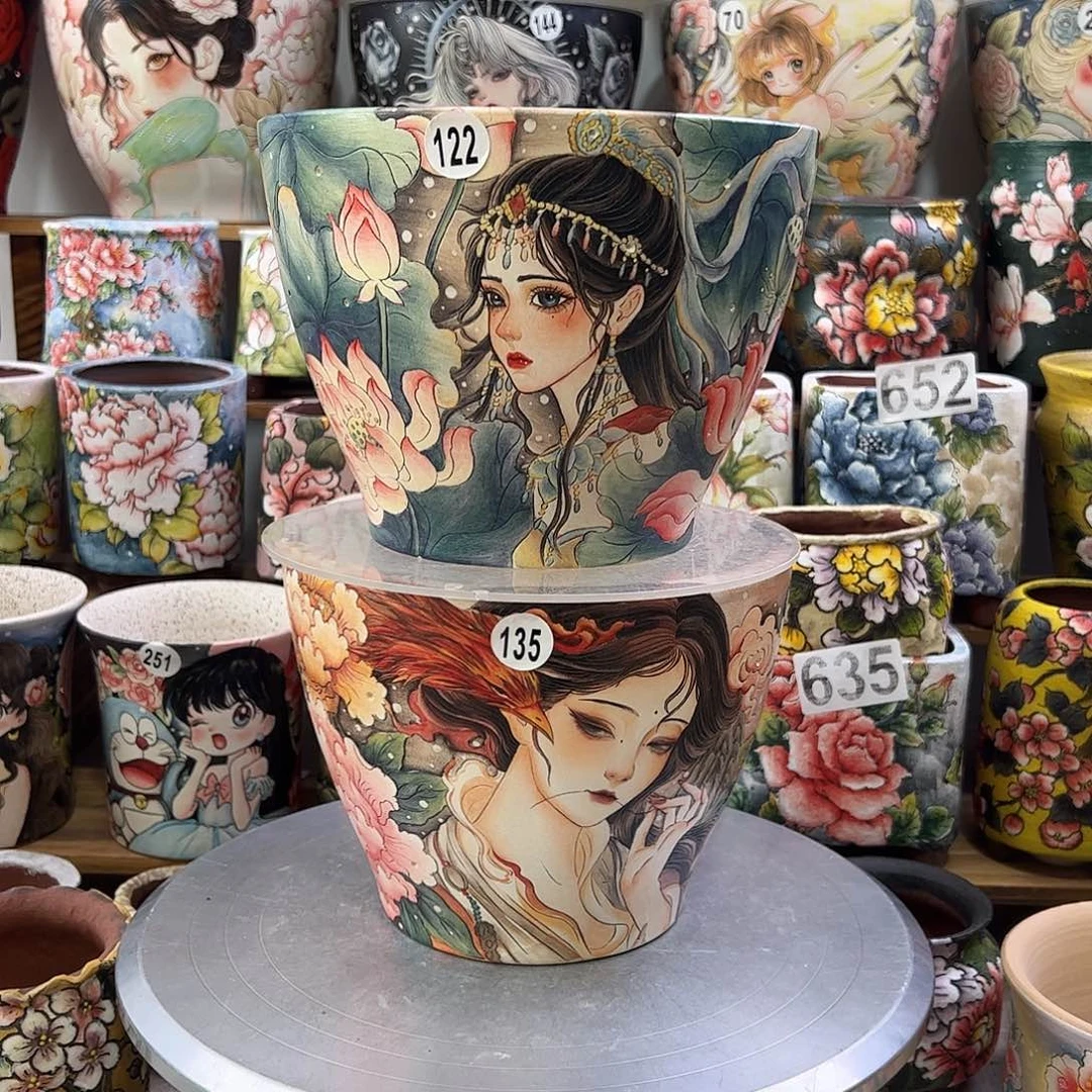 景德镇炫彩手绘景德镇陶瓷花盆