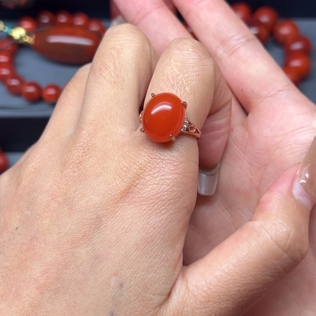 南红玛瑙银S925镶嵌配饰