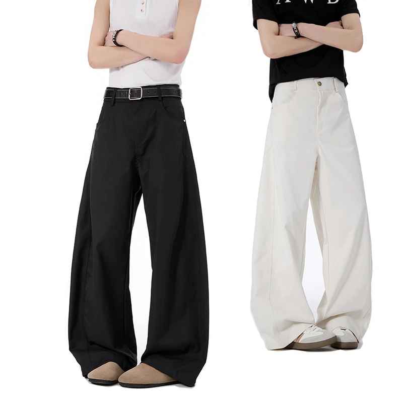 MaoQiaoYi简约休闲裤百搭弯刀个性男女运动户外夏季薄款宽松【H】