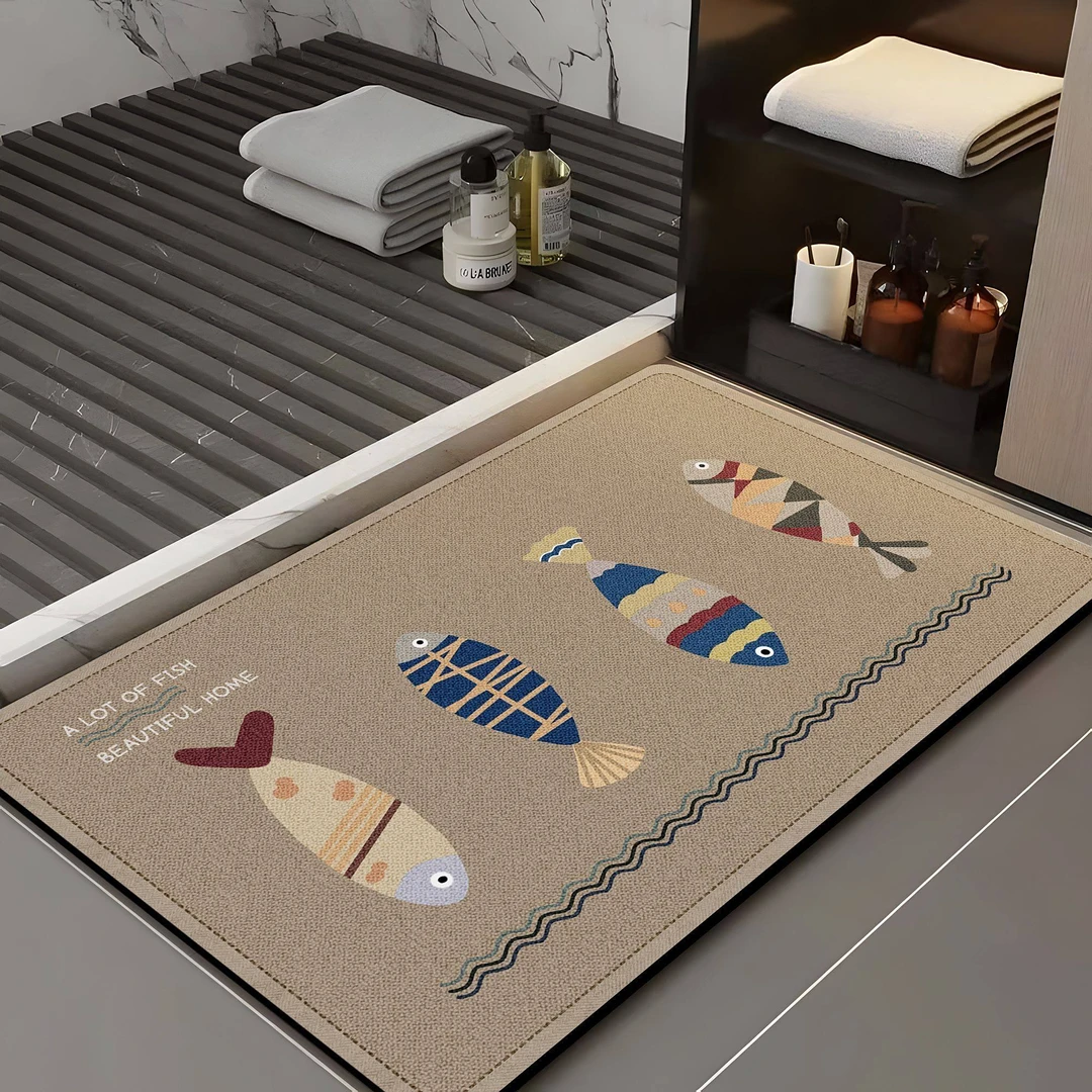 硅藻泥浴室地垫卫生间吸水速干厕所门口耐脏防滑洗手间地垫印花垫