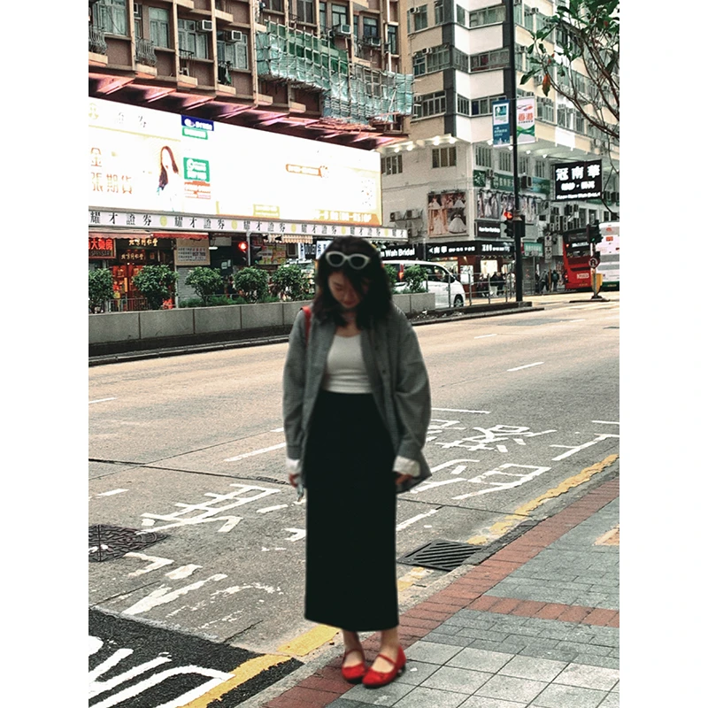 【现货款】花总吖【肯豆半裙】宽边显瘦舒适直筒休闲半身裙R424G18063