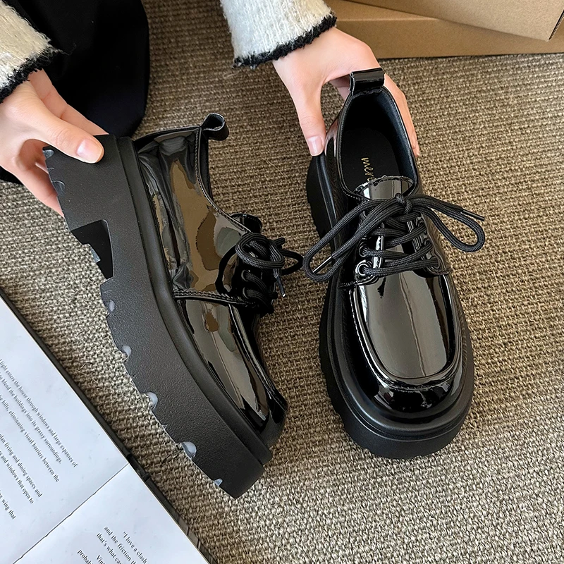 英伦风系带小皮鞋女春秋2025百搭新款增高厚底乐福鞋玛丽珍jk单鞋