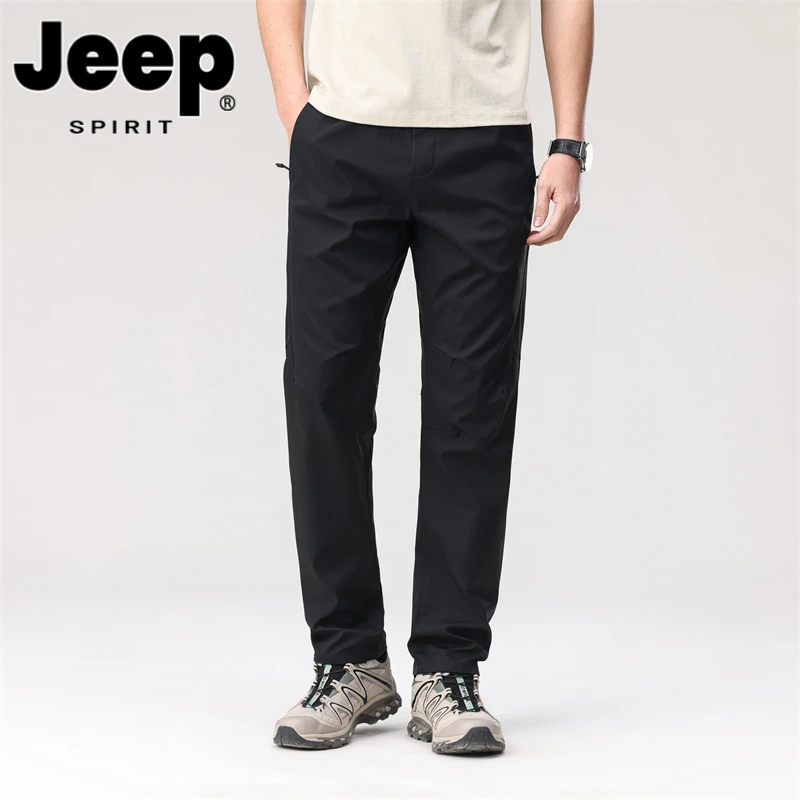 JEEPSPIRIT吉普2025新款男士休闲裤舒适百搭直筒弹力隐藏抽绳运动